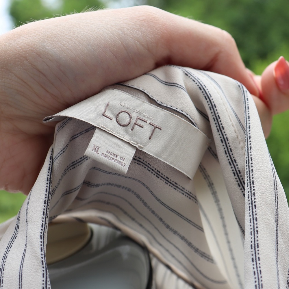 Ann Taylor Striped Blouse With Front Ruffle - Picture 3 of 3
